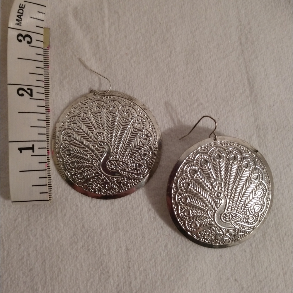 Peacock silver earrings